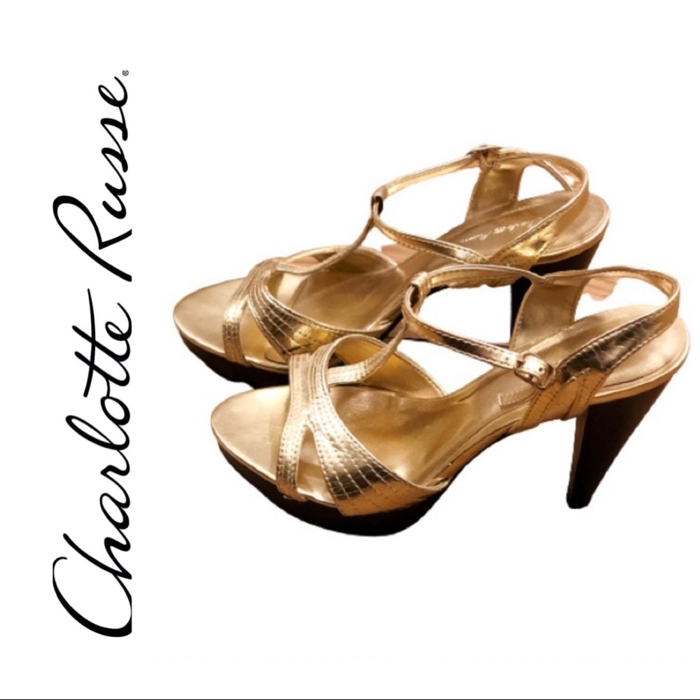 Charlotte Russe Women’s Shoes Gold Heels 7